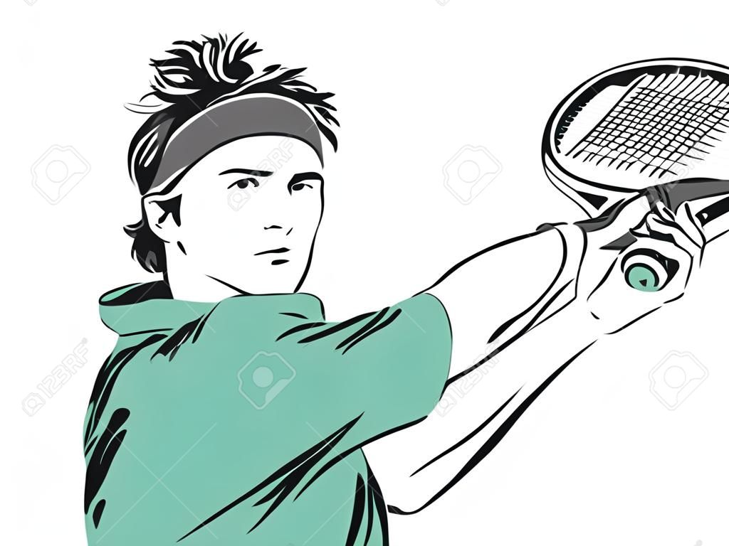 joueur de tennis gros plan illustration