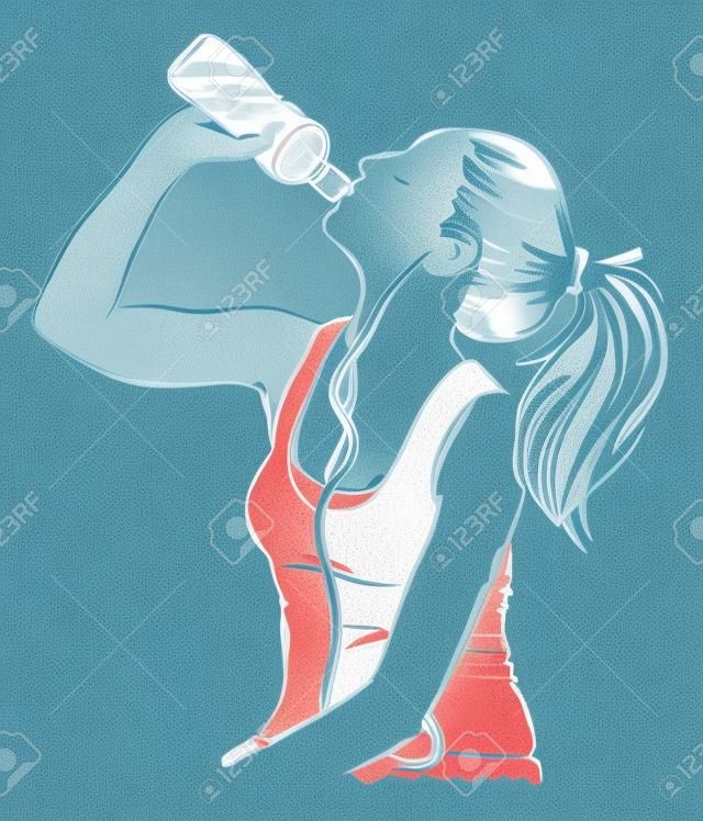 Su spor resimde bir şişe içme kadın kız