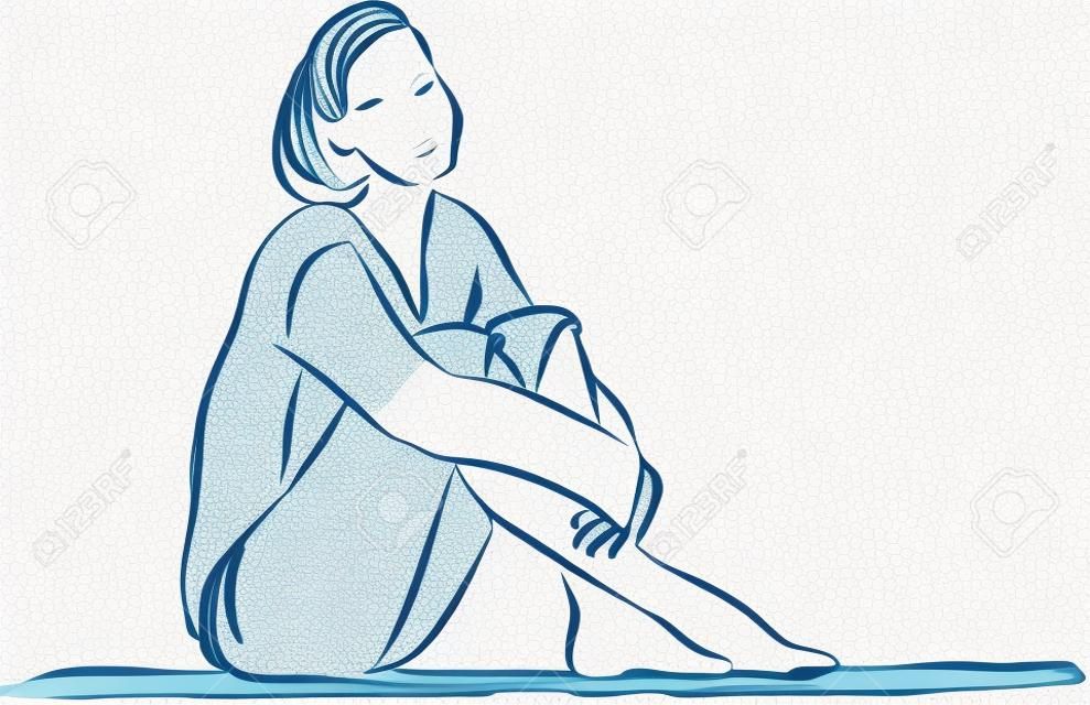 zrelaksować kobieta siadając ilustracji
