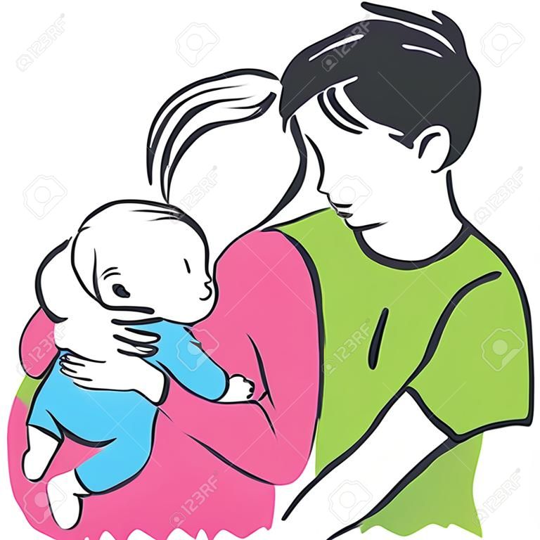 Счастливые родители с ребенком иллюстрации