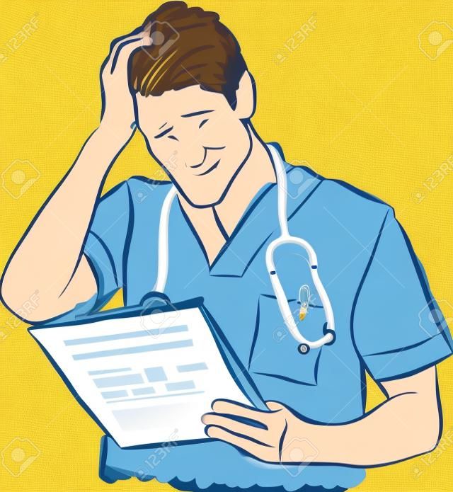 médico gesto mau diagnosis resultados problemas ilustração