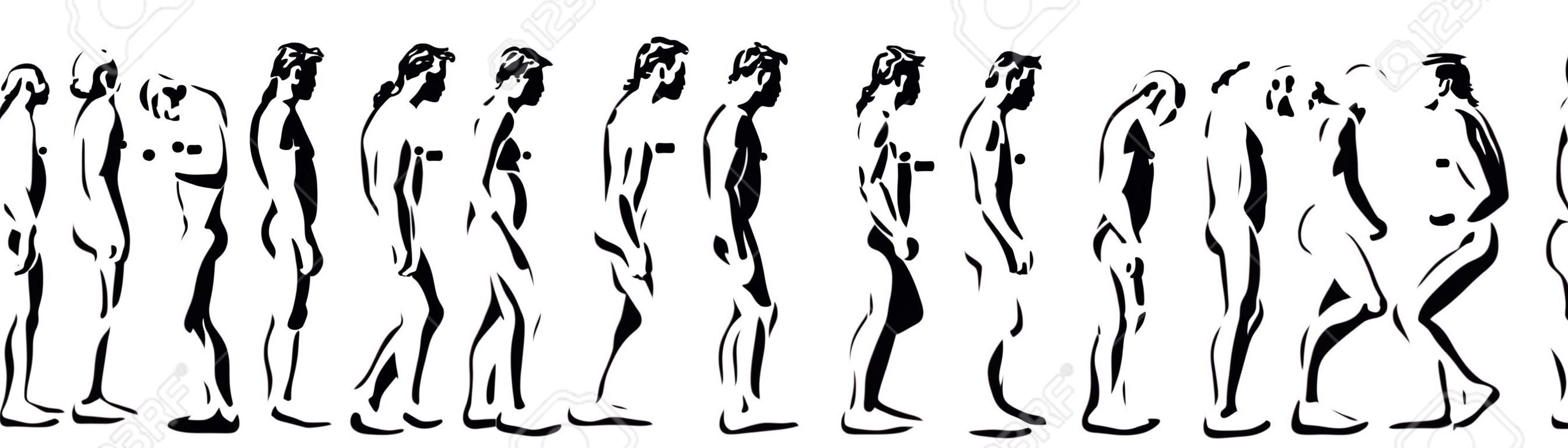 la evolución humana tiempo en la computadora ilustración