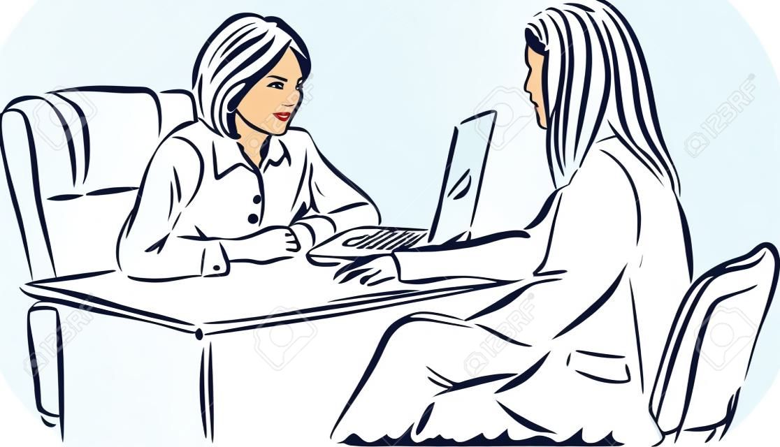Mujer en una ilustración de la entrevista de trabajo