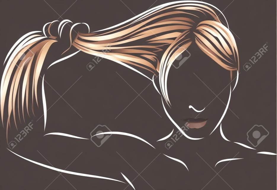 nő mutató erős haj vektoros illusztráció