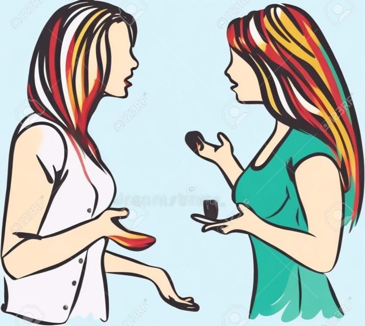 kobiety kłócą się i dyskutują wektorową ilustrację