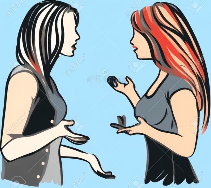 vrouwen ruziën en bespreken vector illustratie