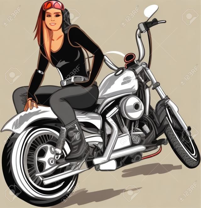 biker girl vector illustration