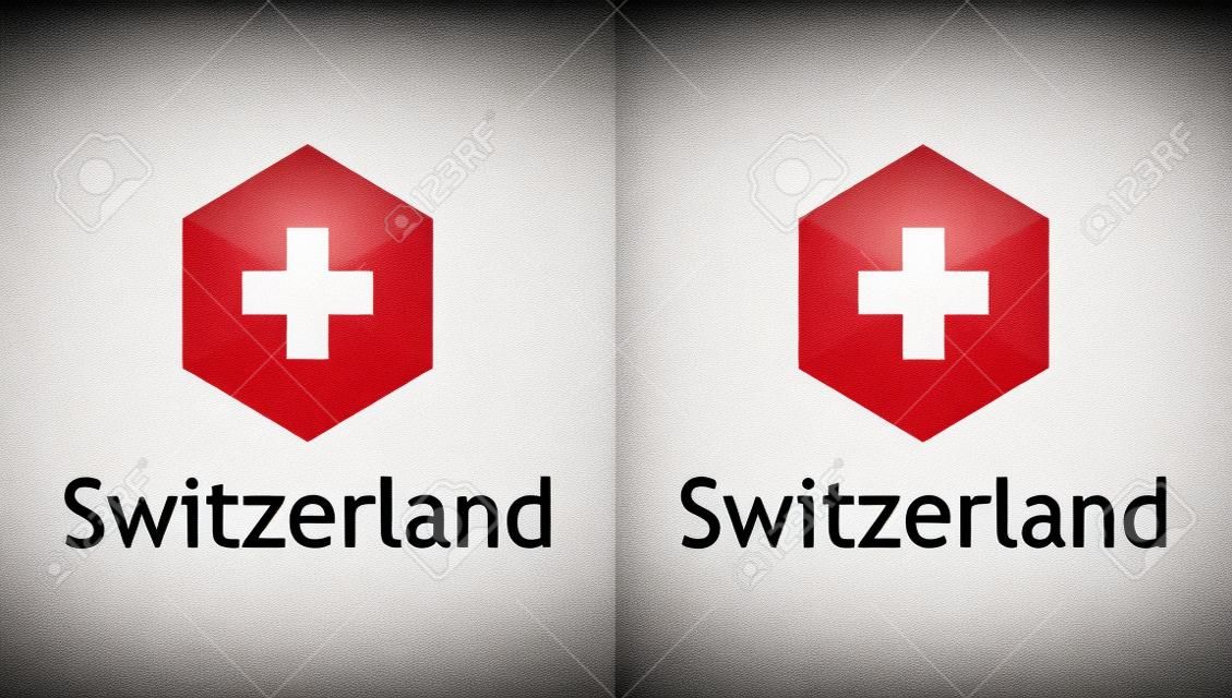 Vector icon of Swiss flag on black and white