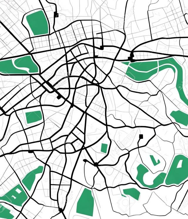 ●黒と白のロンドンのベクトルマップ、シンプルなスタイルの都市地図