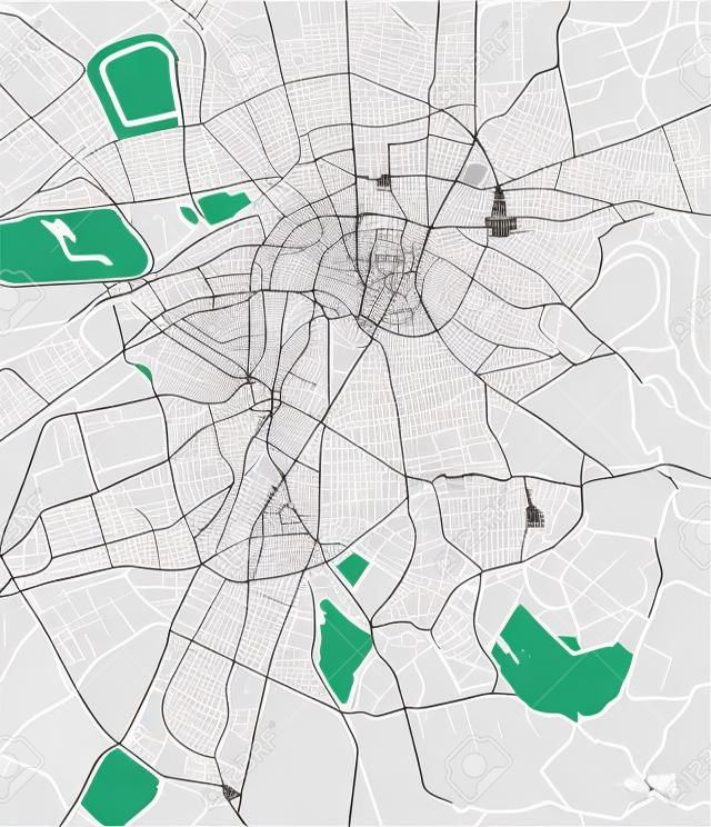 ●黒と白のロンドンのベクトルマップ、シンプルなスタイルの都市地図