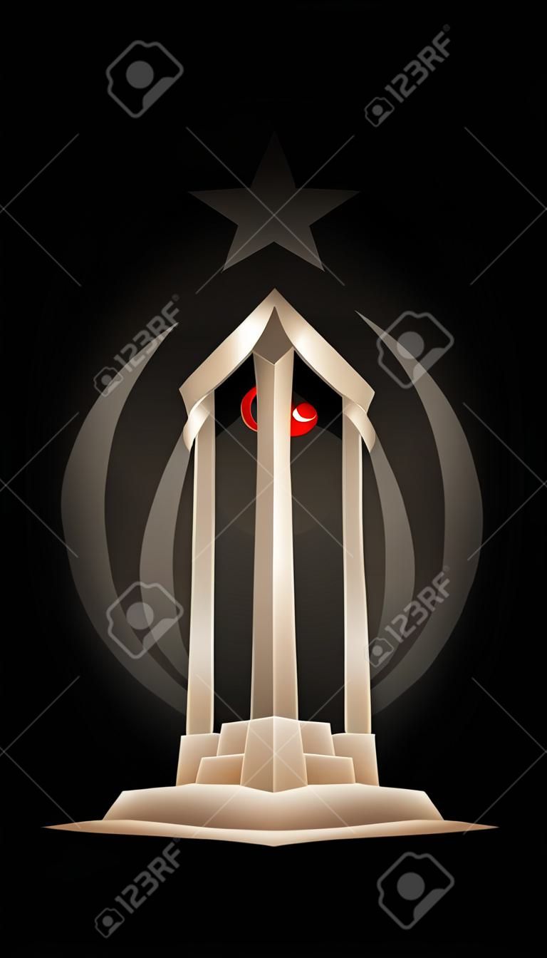 Turkish national holiday of March 18, 1915 the day of the Canakkale Victory background. monument. Translation: 18 March, (Ã‡anakkale Martyrs Memorial Day)