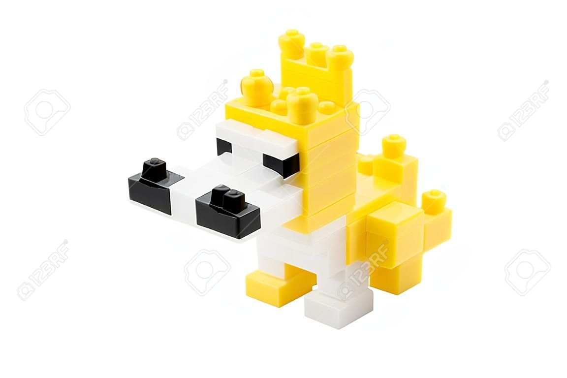 Toy dog made from toy plastic colorful blocks. Isolated with clipping path on white background.
Perfect for illustrate element or background.