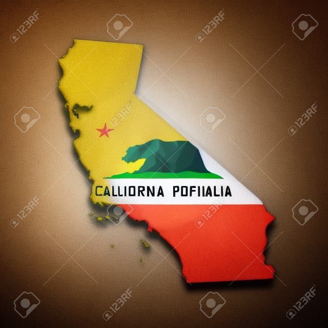 California flag on 3d map