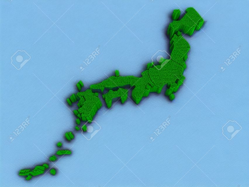 japan flag on 3d map