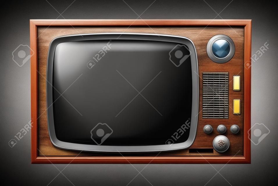Vintage: old wooden television, tv