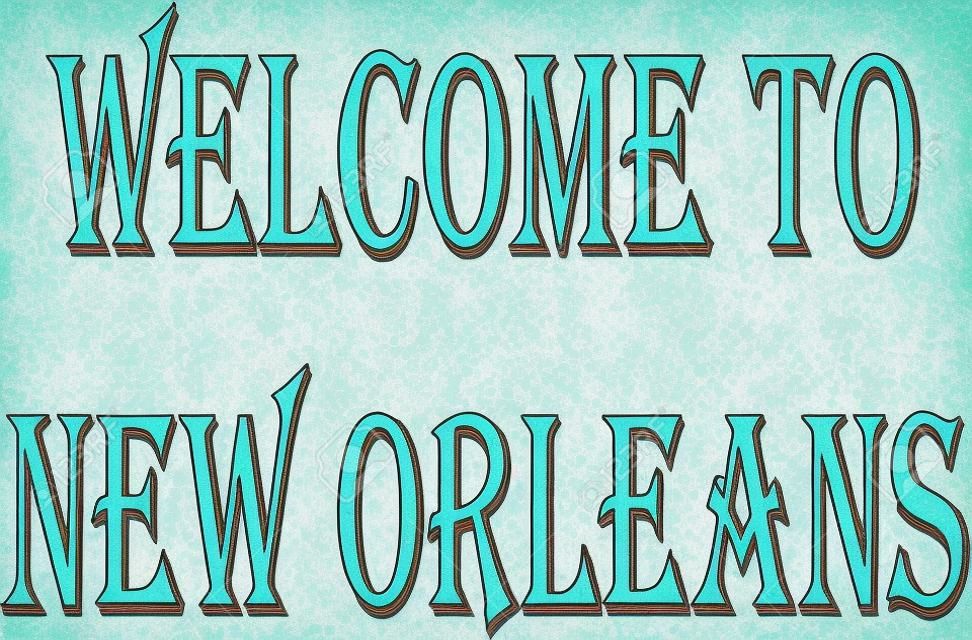 Welcome to New Orleans text illustration on white background