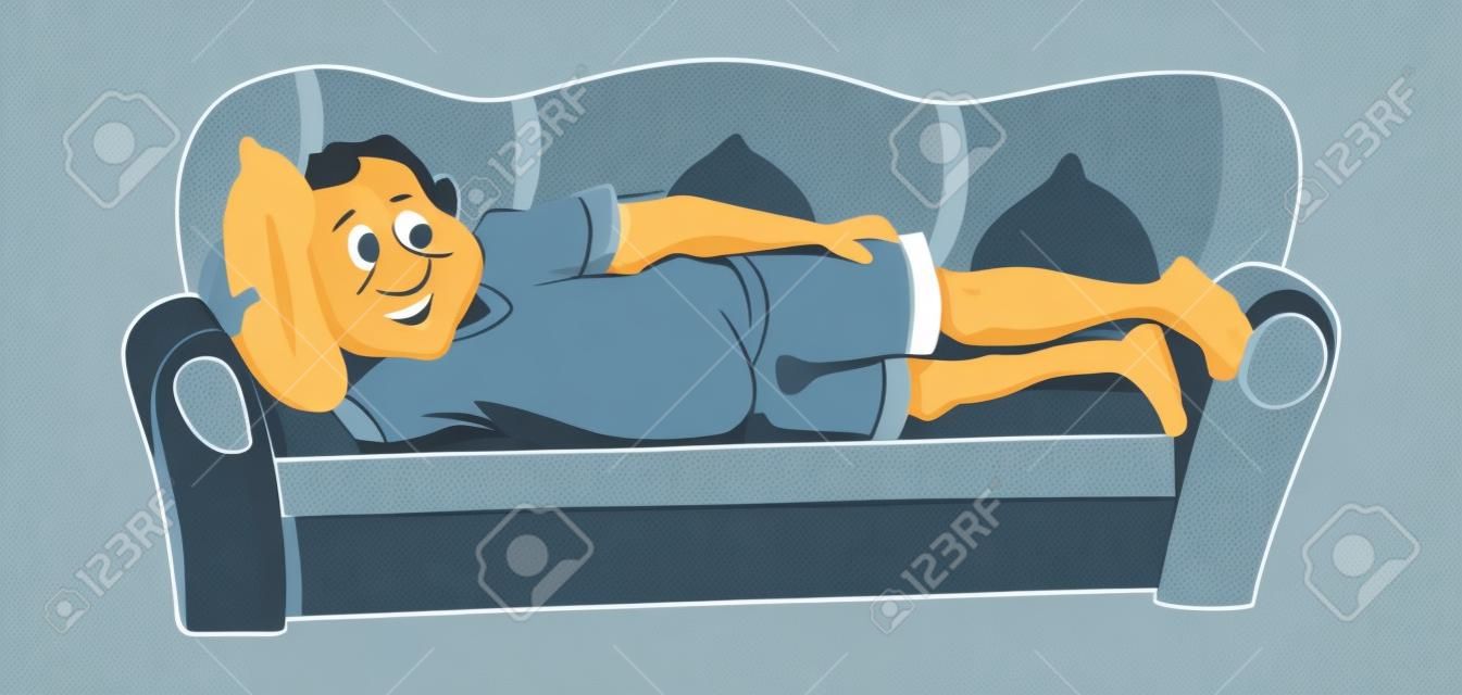 Man Lying on a Sofa, vector illustration