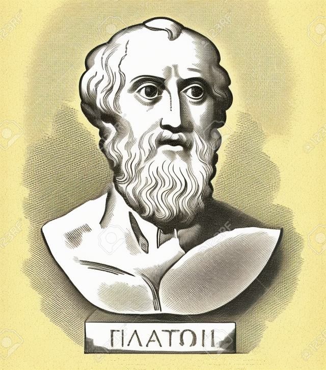 Plato he was a philosopher in classical Greece and the founder of the academy in Athens vintage line drawing or engraving illustration