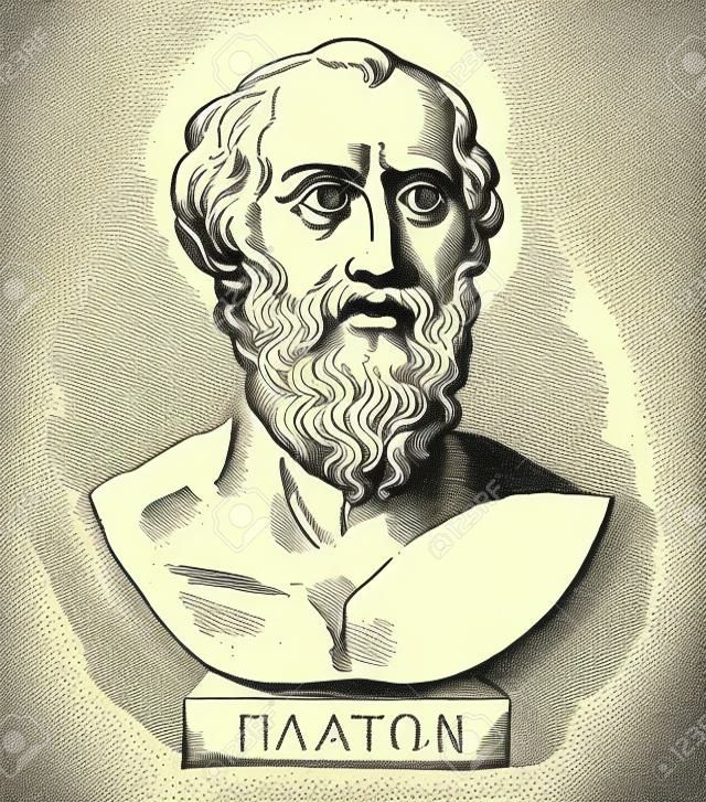 Plato he was a philosopher in classical Greece and the founder of the academy in Athens vintage line drawing or engraving illustration