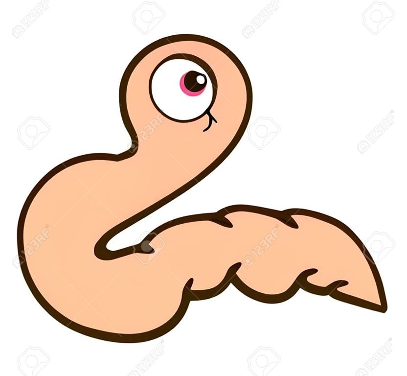 Pink worm, illustration, vector on white background.