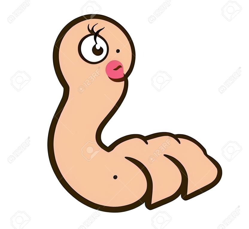 Pink worm, illustration, vector on white background.