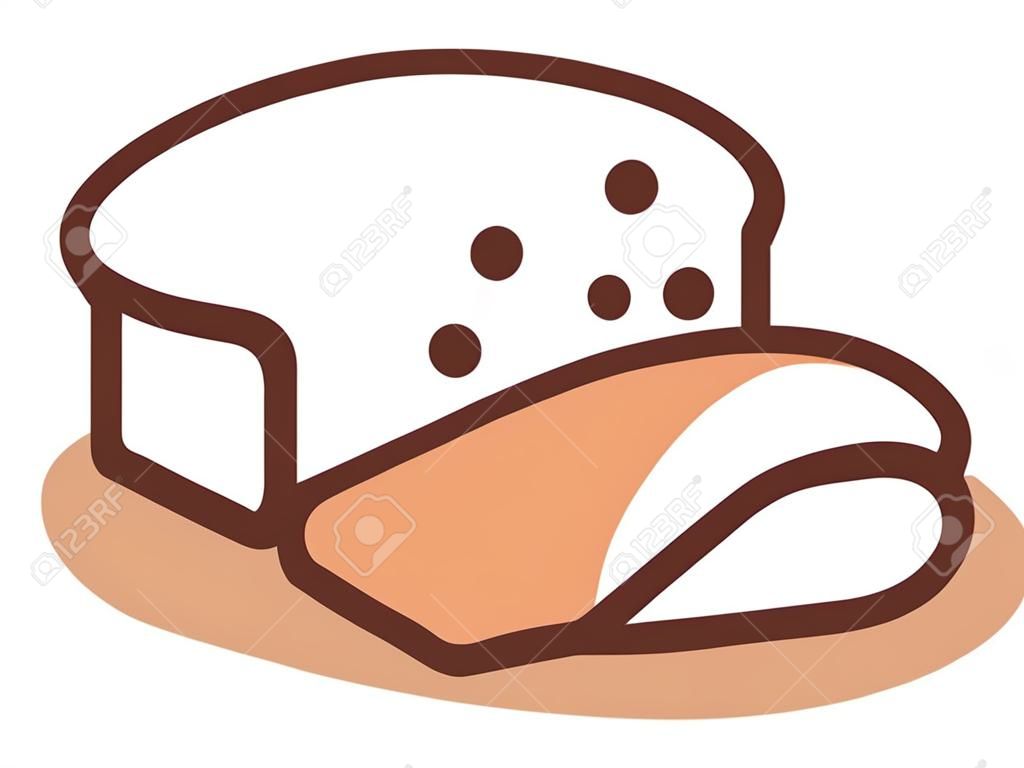 Toastbrot, Illustration, Vektor auf weißem Hintergrund.