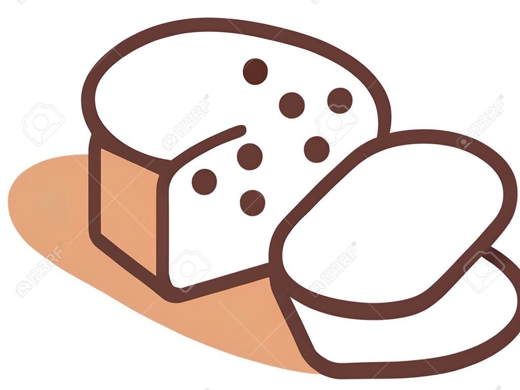 Pão de torrada, ilustração, vetor em um fundo branco.
