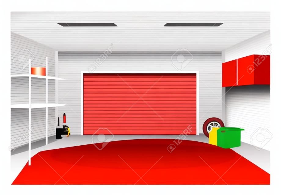 Vettore di illustrazione del garage per auto su sfondo bianco