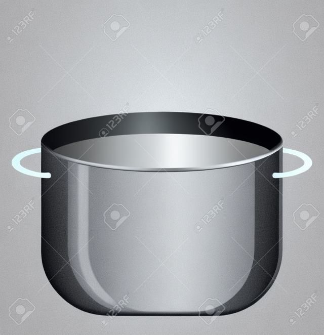 Grey cooking pot, illustration, vector on a white background.