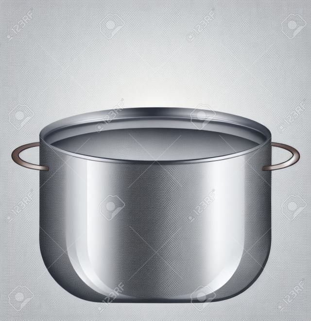 Grey cooking pot, illustration, vector on a white background.
