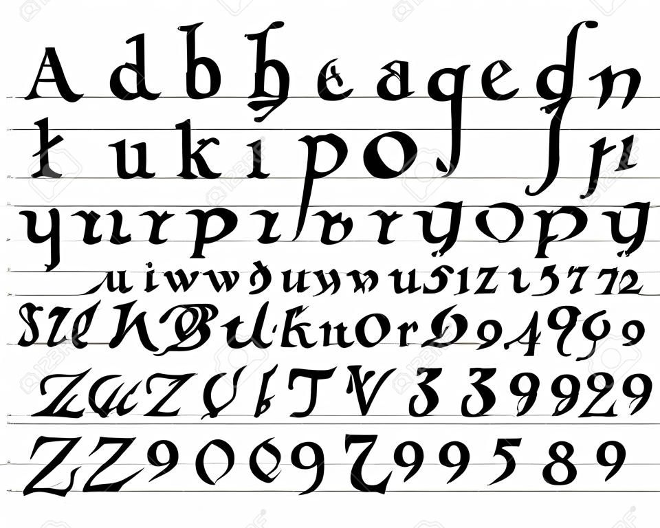 Medieval alphabet écrit imprimé et de la main