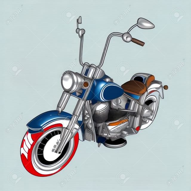 Chopper индивидуальные мотоцикла на белом векторные иллюстрации
