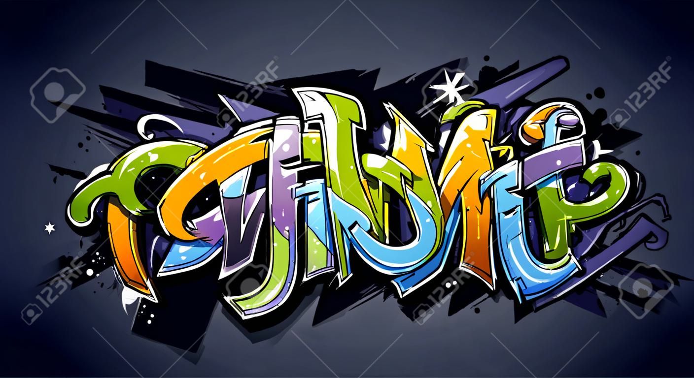 Fényes graffiti betűkkel a sötét háttér vad stílusa graffiti betűk vektoros illusztráció