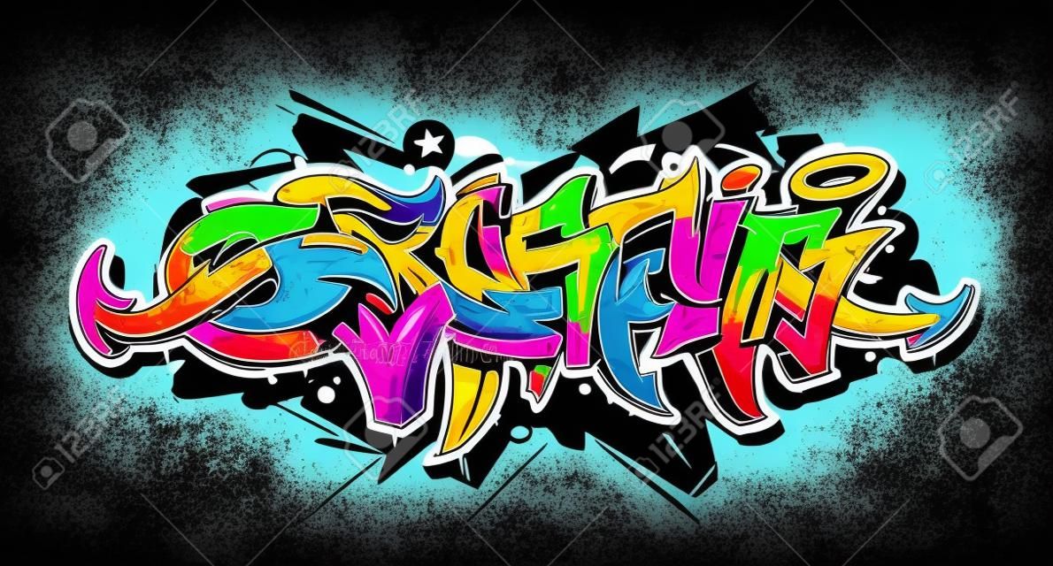 Lettrage de graffiti lumineux sur fond sombre sauvage style de graffiti lettres Vector illustration