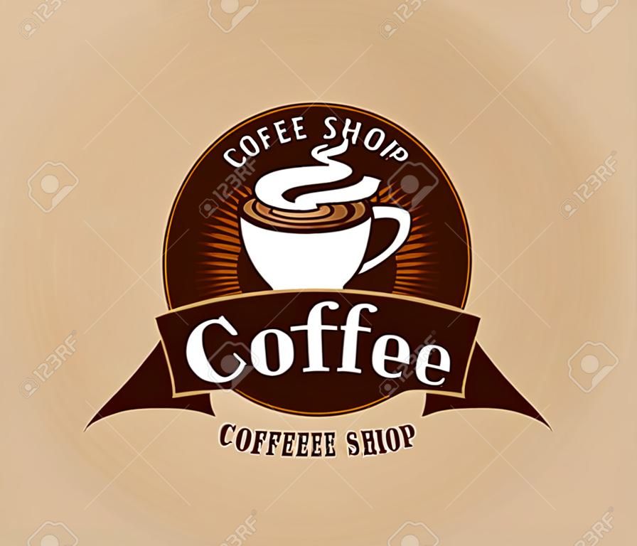 咖啡館的標誌設計模板。復古咖啡徽章。矢量藝術。