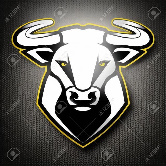 Arte do touro com anel no nariz que olha perigoso. ícone do mascote do vetor do touro.