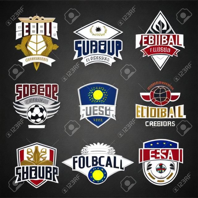 European football classic emblems vector set.