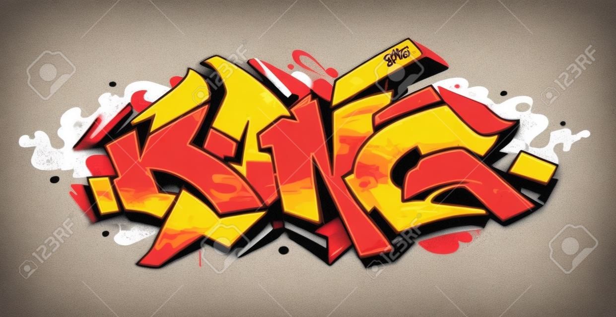 Bang - wild style graffiti 3D blocks with red and yellow colours on white background. Street art graffiti lettering. Vector art.