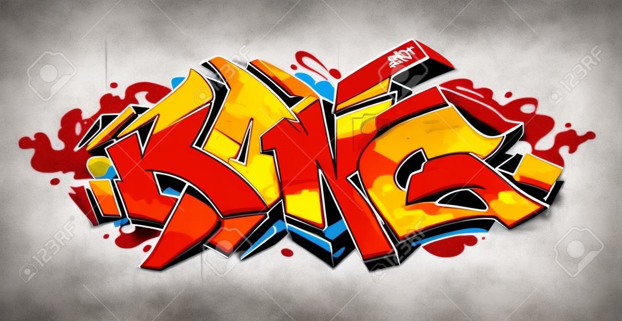 Bang - bloki 3D graffiti w dzikim stylu z czerwonymi i żółtymi kolorami na białym tle. Graffiti napis street art. Grafika wektorowa.