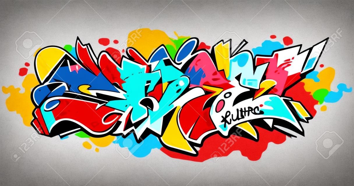 Wild style graffiti lettering Street. Traditional 3D block letters. Vector illustration isolated on white.