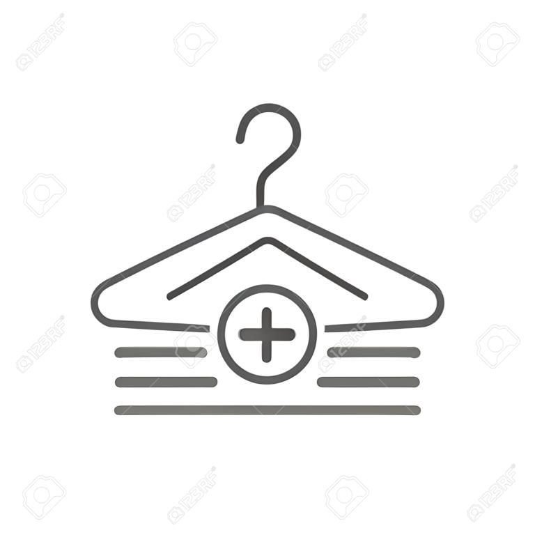 Clothes buying line icon with hanger and add icon