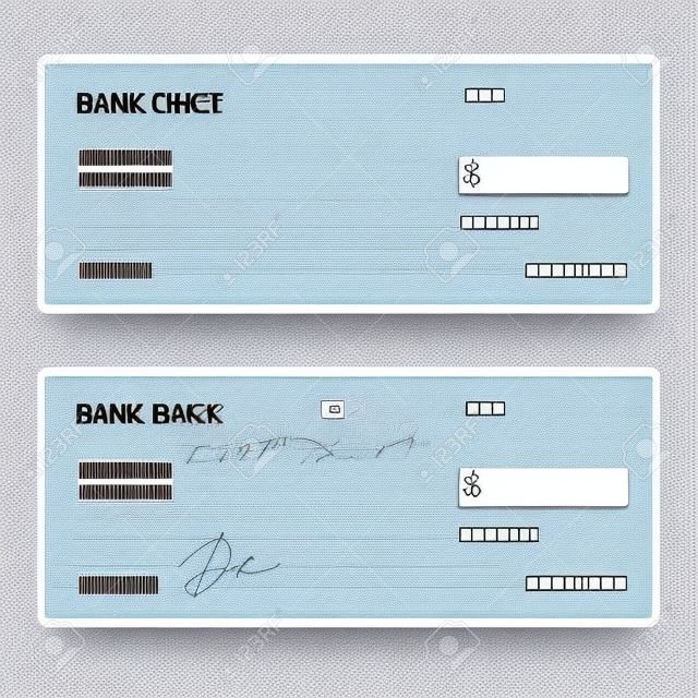 銀行チェック テンプレート セットと白い背景に分離されたモダンなデザイン。ベクトル図