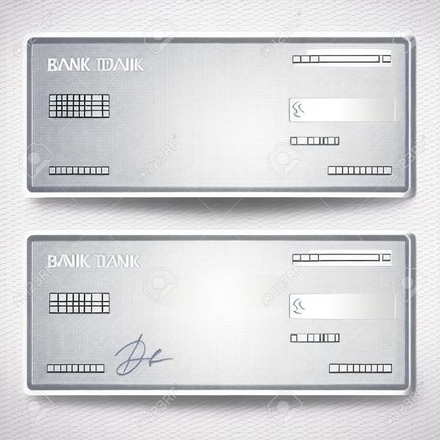 Überprüfen Bank Template Set mit modernem Design auf weißen Hintergrund. Vektor-Illustration