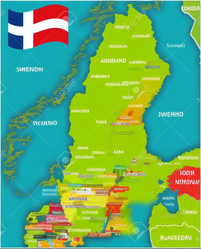 Mapa Szwecji z większych miast.
