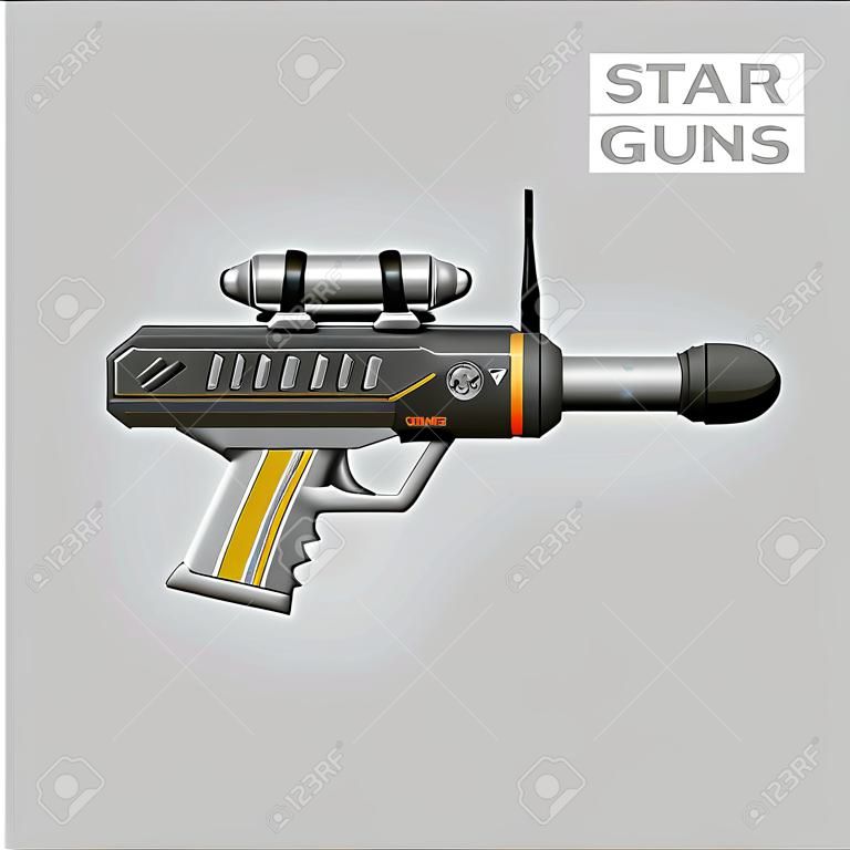 Star guns. Video game weapon. Virtual reality device. Rifle. Vector illustration