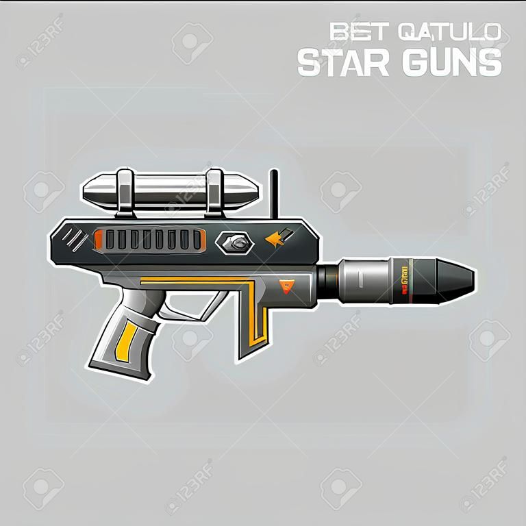 Star guns. Video game weapon. Virtual reality device. Rifle. Vector illustration