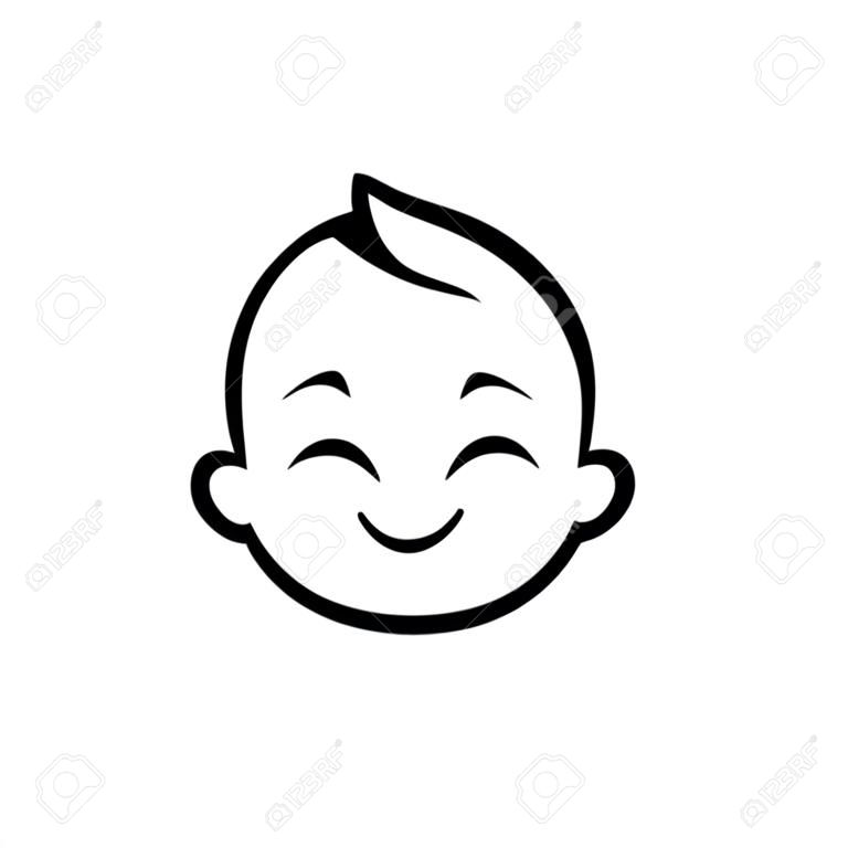 arc kislány újszülött fiú csinos arc mosoly stilizált vektoros illusztráció hasznos jelek mutatókat, signage