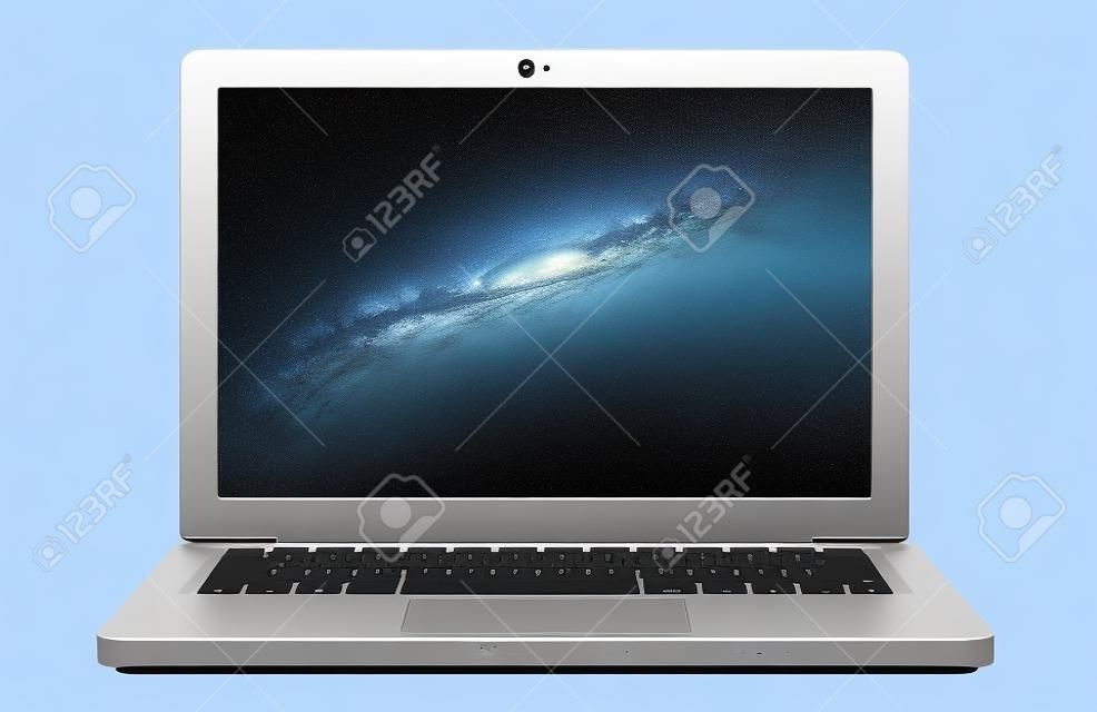 Laptop isolation photo with empty white display 