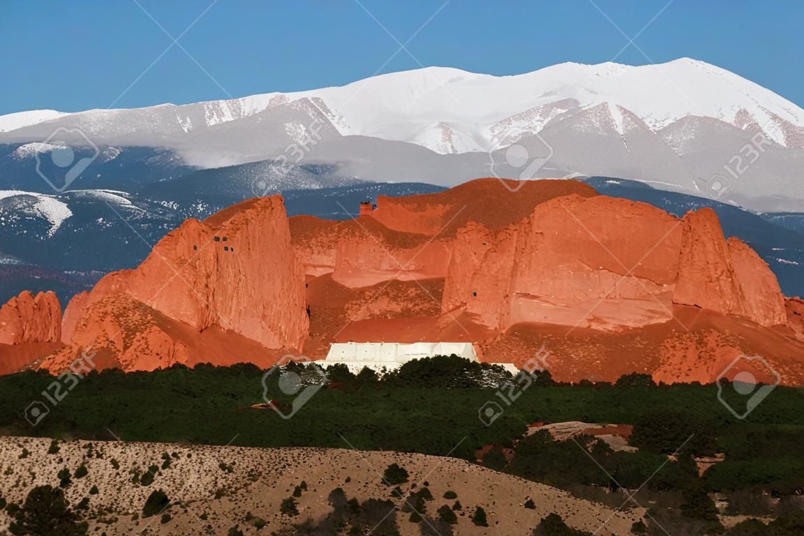 A beautiful image taken the morning after a May storm which left a cap of fresh snow on Pikes Peak and added texture to the Kissing Camels in Garden of the Gods Park, Colorado SPrings, Colorado