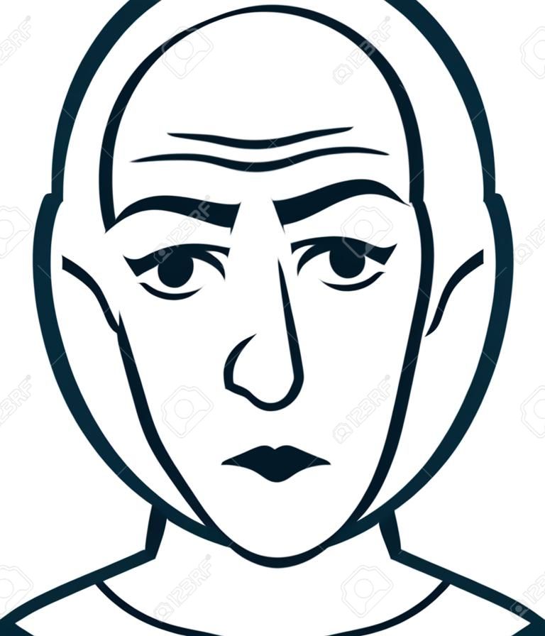 Face with wrinkles. Old wrinkled male or female simple vector illustration isolated